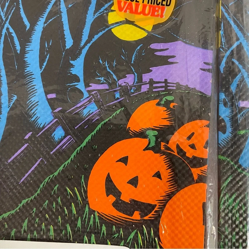 Vintage Halloween Paper tablecloth set of 3 NEW 54 x 96 USA made American Greet